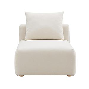 Hangover Cream Linen Modular Armless Chair by TOV Furniture