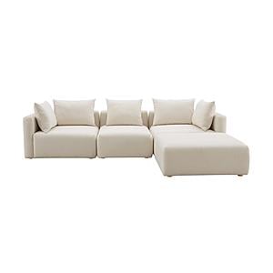 Hangover Cream Linen 4-Piece Modular Sectional by TOV Furniture