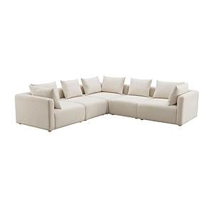 Hangover Cream Linen 5-Piece Modular L-Sectional by TOV Furniture
