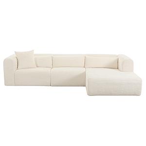 Tarra Fluffy Oversized Cream Corduroy Modular RAF Sectional by TOV Furniture