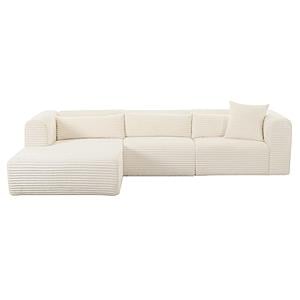 Tarra Fluffy Oversized Cream Corduroy Modular LAF Sectional by TOV Furniture