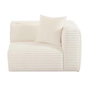 Tarra Fluffy Oversized Cream Corduroy Modular RAF Corner Chair by TOV Furniture