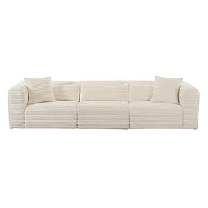 Tarra Fluffy Oversized Cream Corduroy Modular Sofa by TOV Furniture