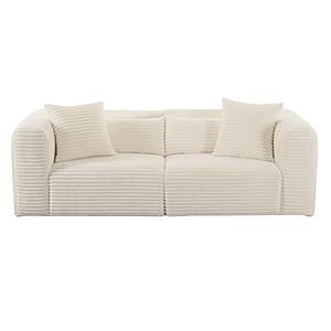 Tarra Fluffy Oversized Cream Corduroy Modular Loveseat by TOV Furniture