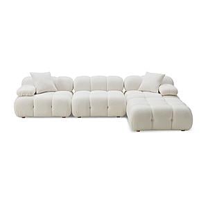Calliope Cream Vegan Shearling 4-Piece Modular Sectional by TOV Furniture
