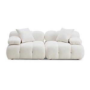 Calliope Cream Vegan Shearling Modular Loveseat by TOV Furniture