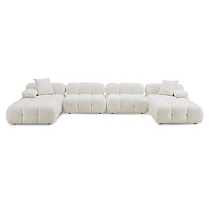 Calliope Cream Vegan Shearling 6-Piece Modular U-Sectional by TOV Furniture