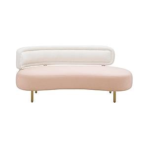 Tischa Cream Boucle & Blush Velvet Sofa by TOV Furniture