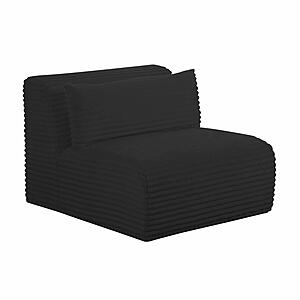 Tarra Fluffy Oversized Black Corduroy Modular Armless Chair by TOV Furniture
