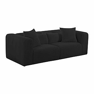 Tarra Fluffy Oversized Black Corduroy Modular Loveseat by TOV Furniture