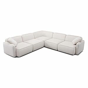 Travie White Sand Performance Corduroy Velvet Modular L-Sectional by TOV Furniture