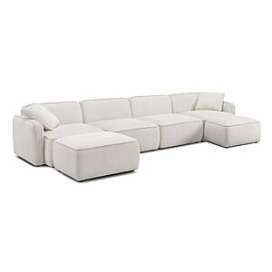 Travie White Sand Performance Corduroy Velvet 6-Piece Modular U-Sectional by TOV Furniture