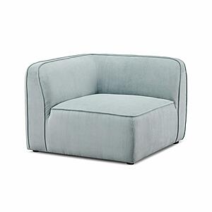 Travie Sea Blue Performance Corduroy Velvet Corner Chair by TOV Furniture