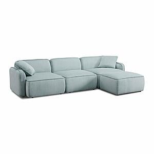 Travie Sea Blue Performance Corduroy Velvet 4-Piece Modular Sectional by TOV Furniture