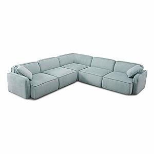 Travie Sea Blue Performance Corduroy Velvet Modular L-Sectional by TOV Furniture