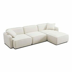 Travie Sand Upcycled Linen 4-Piece Modular Sectional by TOV Furniture