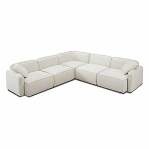 Travie Sand Upcycled Linen Modular L-Sectional by TOV Furniture
