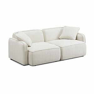 Travie Sand Upcycled Linen Modular Loveseat by TOV Furniture