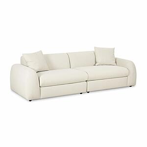 Kourtney Cream Faux Mohair 100 inch Sofa by TOV Furniture