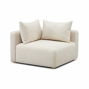 Hangover Cream Heavy Textured Fabric Modular Corner Chair by TOV Furniture