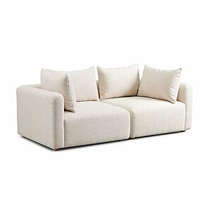 Hangover Cream Heavy Textured Fabric Loveseat by TOV Furniture
