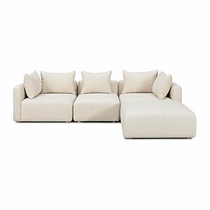 Hangover Cream Heavy Textured Fabric 4-Piece Modular Sectional by TOV Furniture