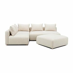 Hangover Cream Heavy Textured Fabric 4-Piece Modular Chaise Sectional by TOV Furniture