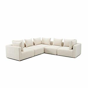 Hangover Cream Heavy Textured Fabric 5-Piece Modular L-Sectional by TOV Furniture