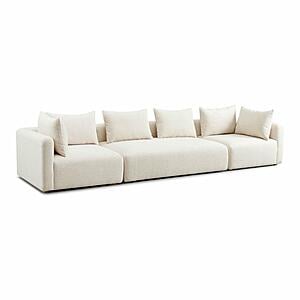 Hangover Cream Heavy Textured Fabric 145 inch Long Sofa by TOV Furniture
