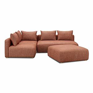 Hangover Sedona Red Textured Fabric 4-Piece Modular Chaise Sectional by TOV Furniture