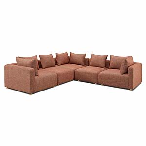 Hangover Sedona Red Textured Fabric 5-Piece Modular L-Sectional by TOV Furniture