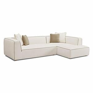 Tristine Cream Linen RAF Sectional by TOV Furniture
