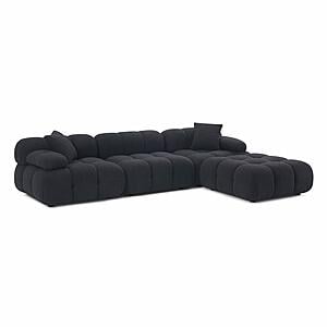 Calliope Black Vegan Shearling 4-piece Modular Sectional by TOV Furniture