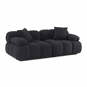 Calliope Black Vegan Shearling Modular Loveseat by TOV Furniture