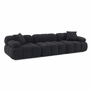 Calliope Black Vegan Shearling Modular Sofa by TOV Furniture