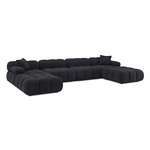 Calliope Black Vegan Shearling 6-piece Modular U-Sectional by TOV Furniture