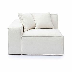 Mindy Cream Chenille Basketweave LAF Corner Chair by TOV Furniture