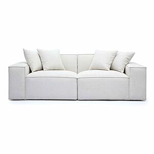 Mindy Cream Chenille Basketweave Modular Loveseat by TOV Furniture