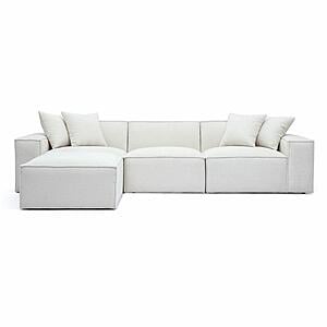 Mindy Cream Chenille Basketweave Modular Sectional by TOV Furniture