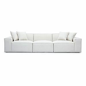 Mindy Cream Chenille Basketweave Modular Sofa by TOV Furniture