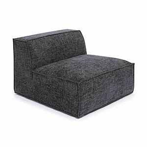 Mindy Charcoal Chenille Basketweave Armless Chair by TOV Furniture