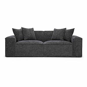 Mindy Charcoal Chenille Basketweave Modular Loveseat by TOV Furniture
