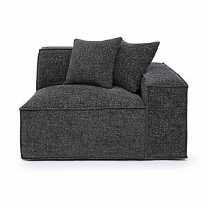 Mindy Charcoal Chenille Basketweave RAF Corner Chair by TOV Furniture