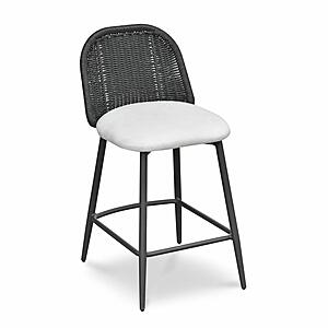 Alexa Black Rattan Performance Fabric Counter Stool by TOV Furniture