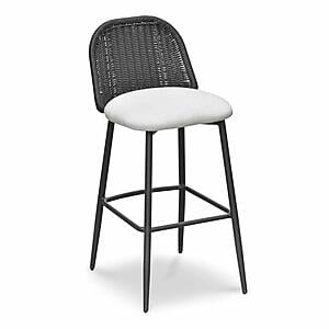 Alexa Black Rattan Performance Fabric Barstool by TOV Furniture