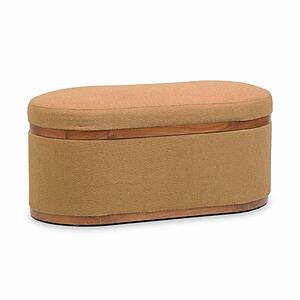 Olivier Peach Boucle Oval Storage Ottoman by TOV Furniture