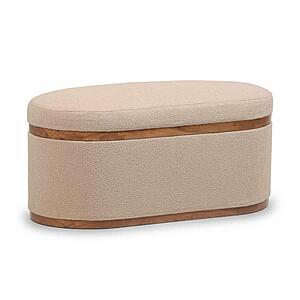 Olivier Ivory Boucle Oval Storage Ottoman by TOV Furniture