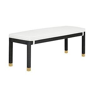 Amara Charcoal Woven Rattan Bench by TOV Furniture
