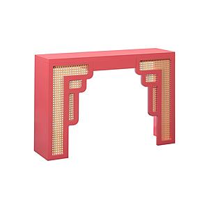 Suzie Coral Pink & Rattan Console Table by TOV Furniture