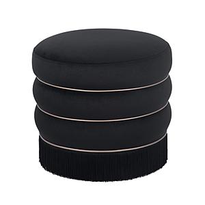 Lakka Black Velvet Ottoman by TOV Furniture